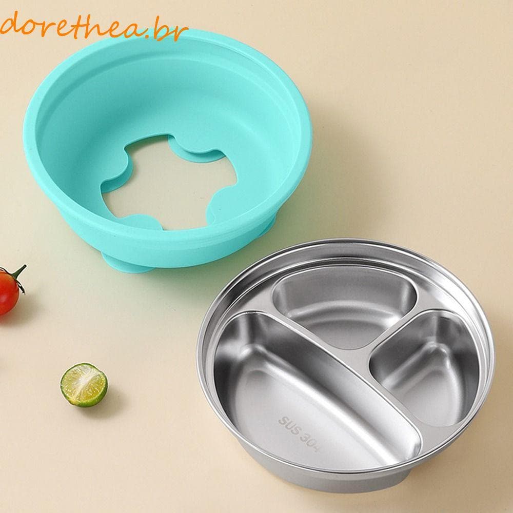DORETHEA Pratos Infantis De 3 Grades , Prato De Jantar Com Ventosa Para Bebê Design Dividido Em Aço Inoxidável 304 , Ant