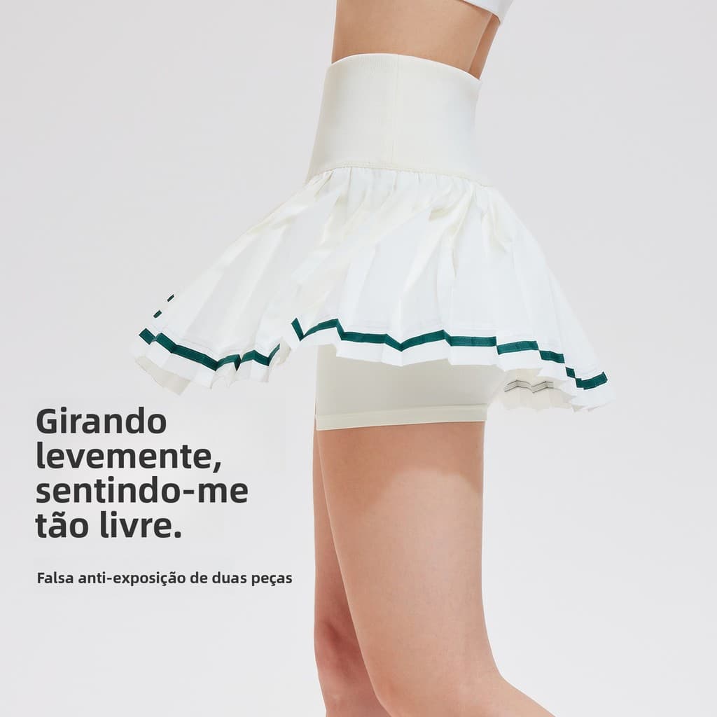 Saia de tênis feminina de secagem rápida saia esportiva Fitness Yoga Badminton forro A linha moda saia plissada