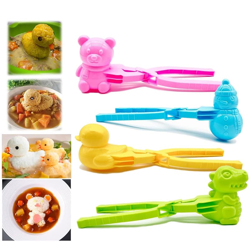 1 Pçs Bonito Pato Em Forma De Arroz Molde Fabricante Clipe Crianças Ao Ar Livre Plástico DIY Bola De Neve Sushi Com Alça