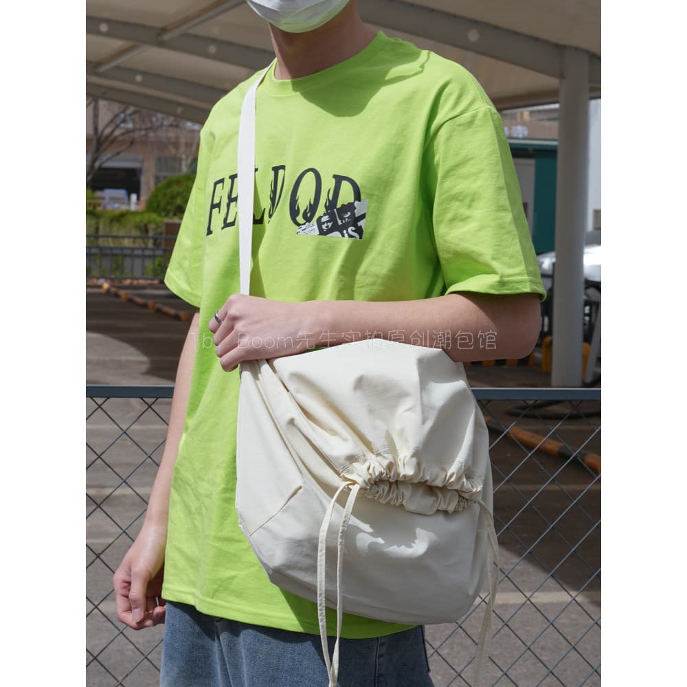 Portátil leve saco de cordão feminino novo estilo cor sólida bolsa de ombro influenciador sacola estudante universitário