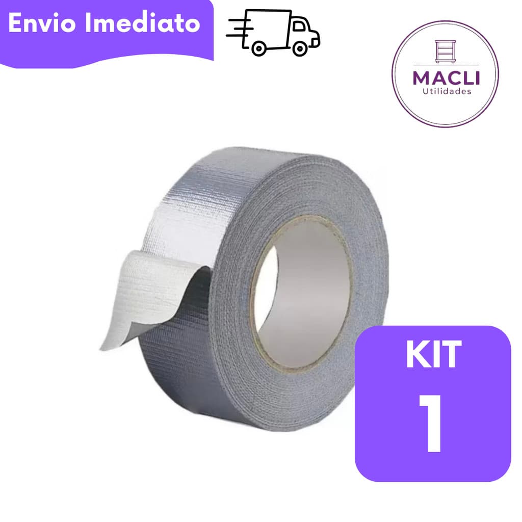 1 Fitas Silver Multiuso Reforçada Ideal Para Consertos Em Geral Cinza Prata Cola Forte Gruda Fita