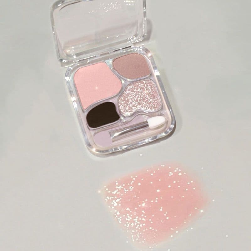 Vem com pincel de duas cabeças Paleta de maquiagem de bicho-da-seda de quatro cores Paleta de maquiagem de sombra Glitte