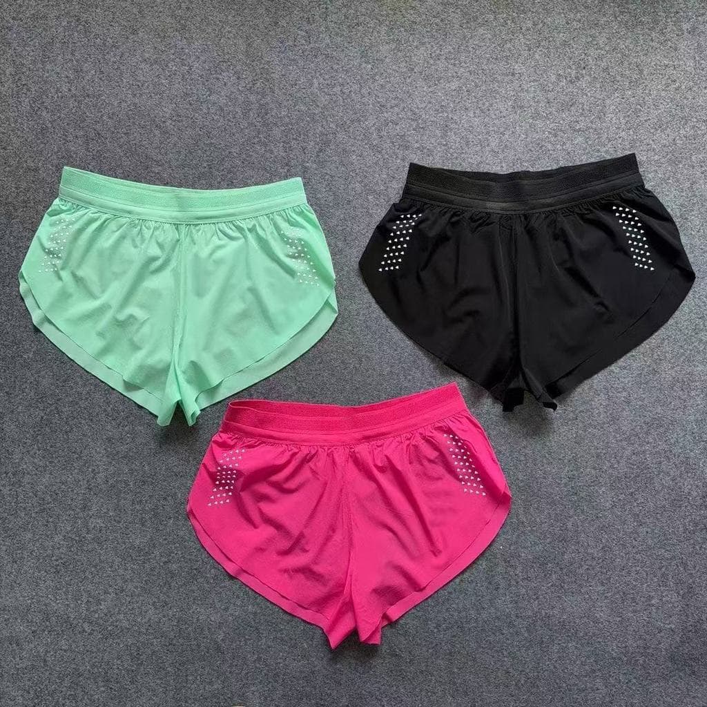 Shorts de corrida sem costura forro laminado Ultra-leve maratona calças esportivas ao ar livre fora de estrada calças de