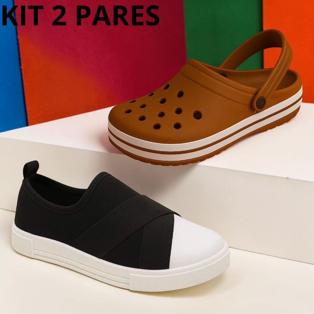 Kit 2 Pares Babuche Mais Tênis Calce Facil Unissex Confortável Promoção Original Compre Já
