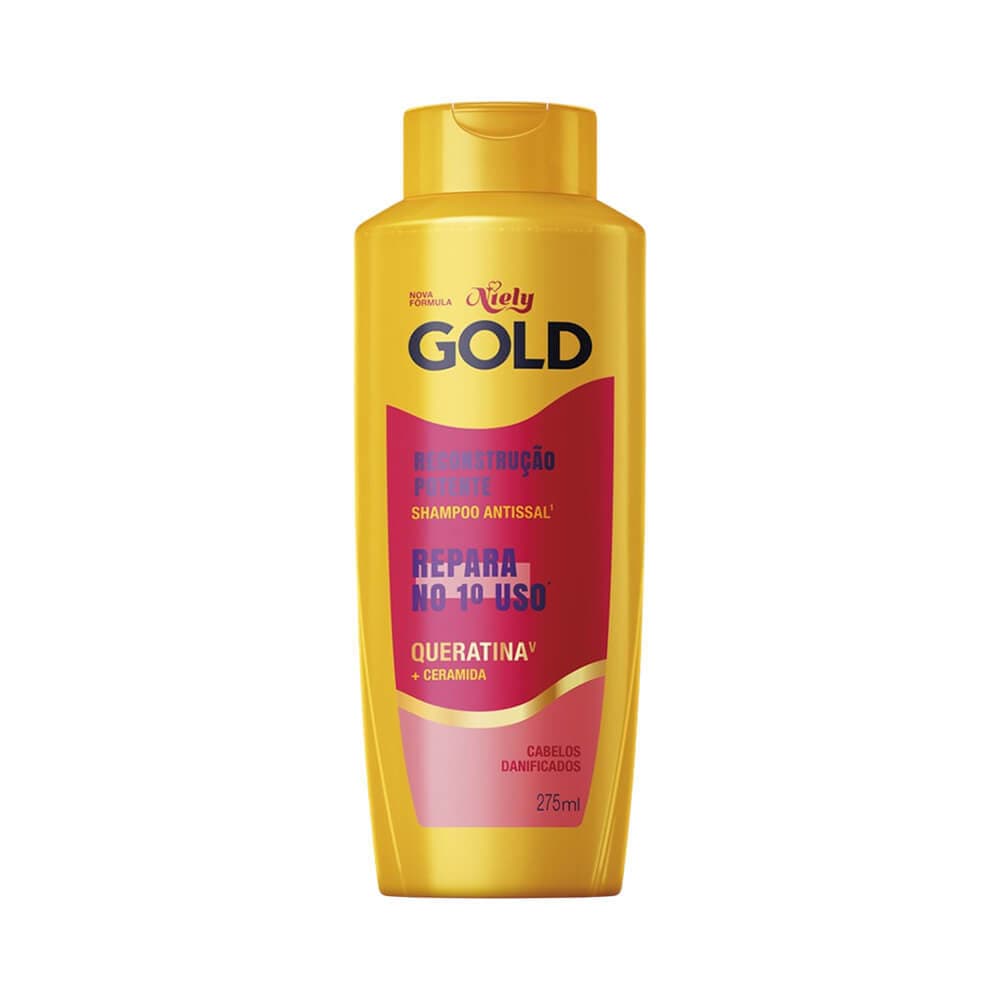 Shampoo Niely Gold Reconstrução Potente Queratina 275ml