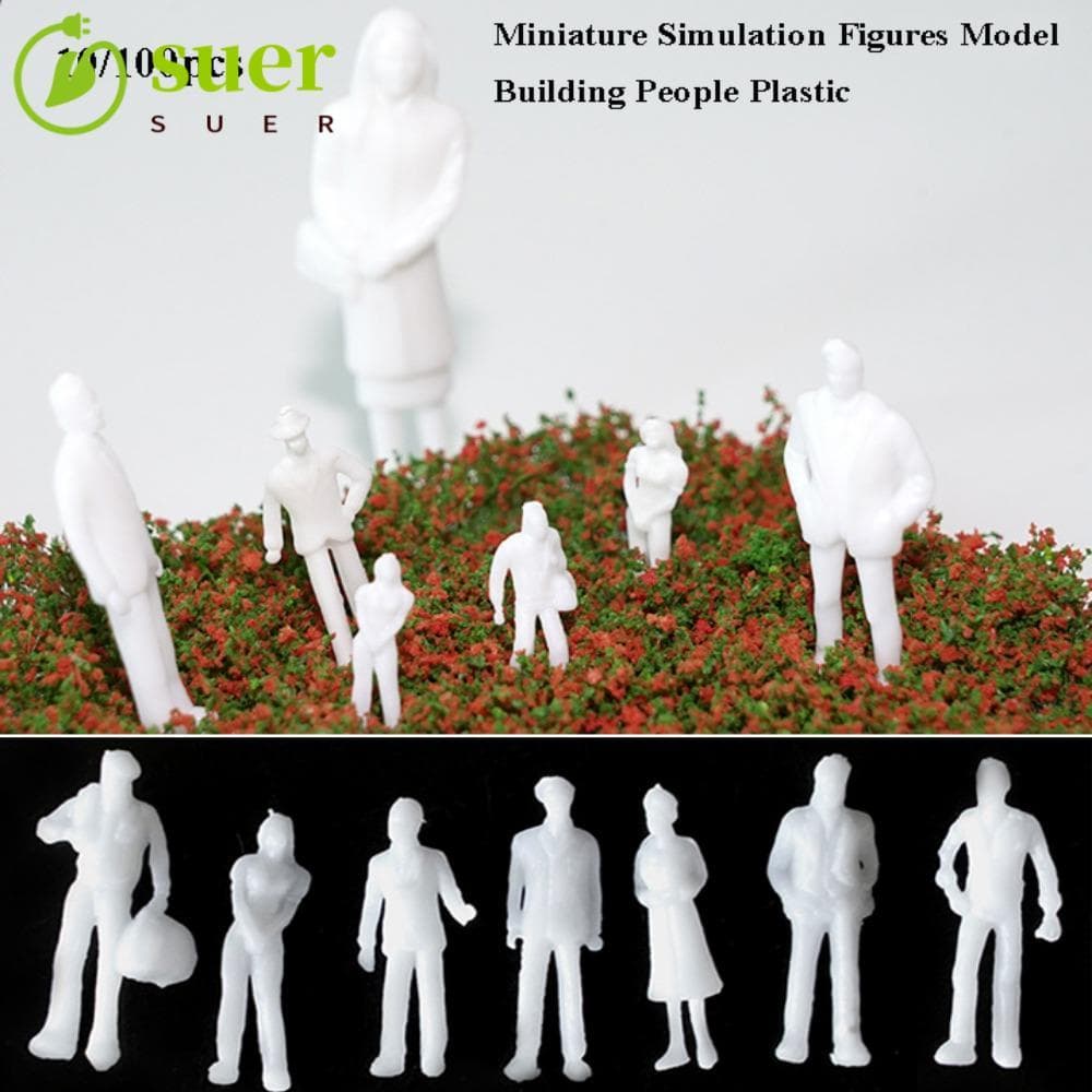 SUER1YE 10/100pcs Figuras De Pessoas De Construção , Modelo De Simulação Em Miniatura De Cor Branca De Plástico