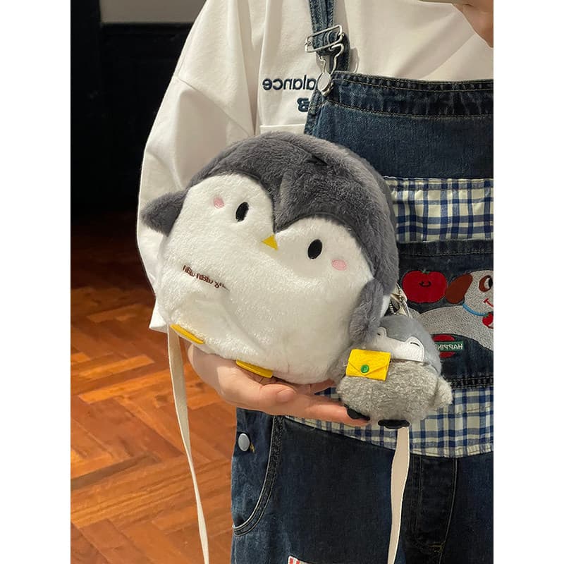 Bonito pinguim pequeno saco feminino 2023 novo estilo outono inverno All-Match dos desenhos animados bolsa de ombro de p