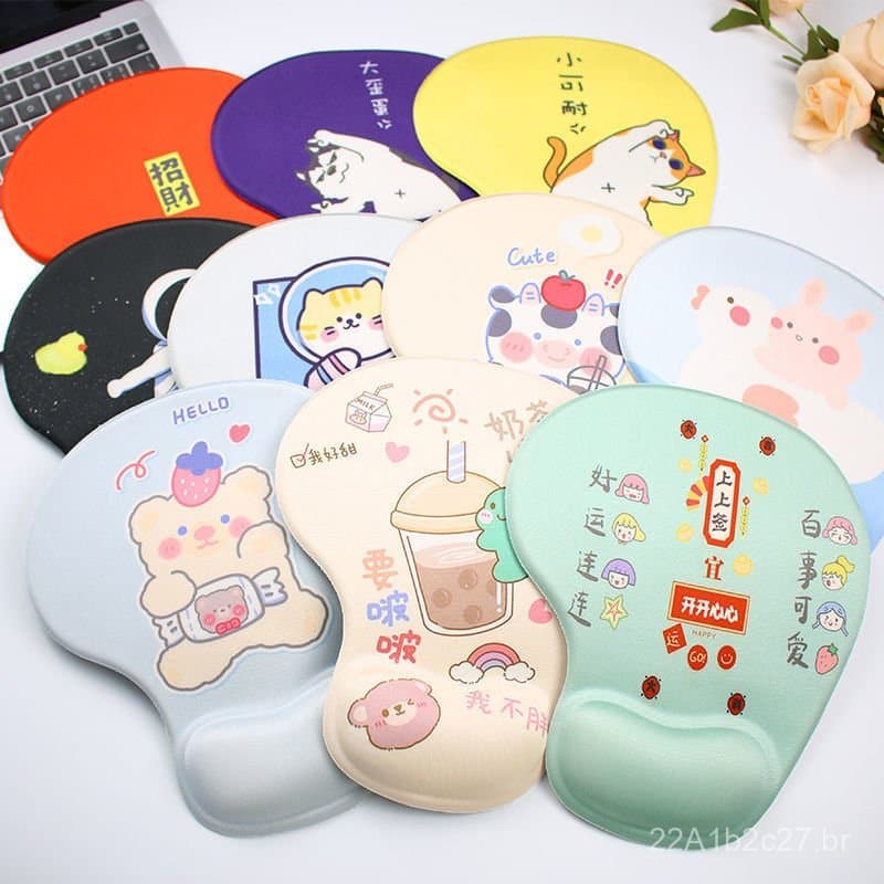 Descanso de pulso para computador, mouse pad, apoio para as mãos, silicone, desenho animado, escritório, casa, jogos, cr