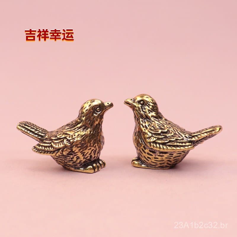 Ornamento de pardal em latão, artesanato em metal, decoração criativa para micro-paisagens, item decorativo, pequeno pre