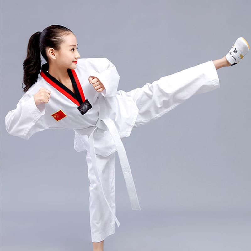 Puro algodão taekwondo roupas iniciante treinador roupas crianças de manga comprida roupas de manga curta adulto meninos