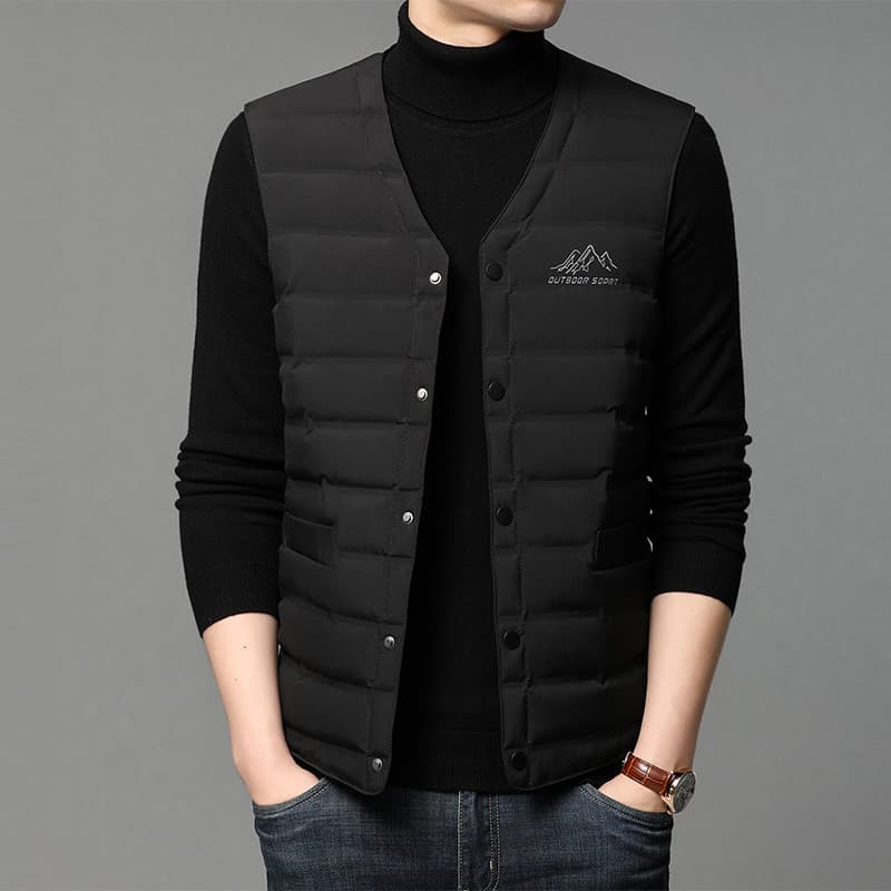 Outono inverno com decote em V jaqueta colete masculino leve colete térmico jaqueta Casual colete masculino