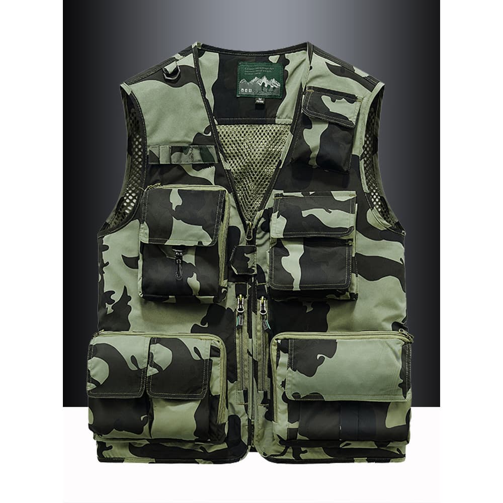 Camuflagem Workwear colete masculino primavera outono funcional tático colete de pesca fotografia colete jaqueta lazer a