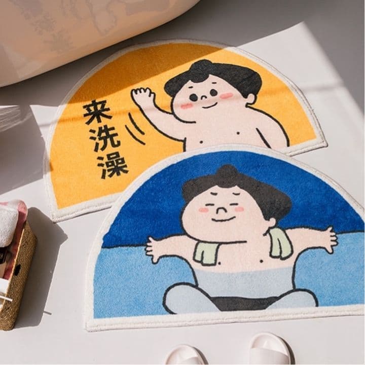Sumo dos desenhos animados banheiro absorvente tapete de banheiro antiderrapante porta do banheiro tapete doméstico port