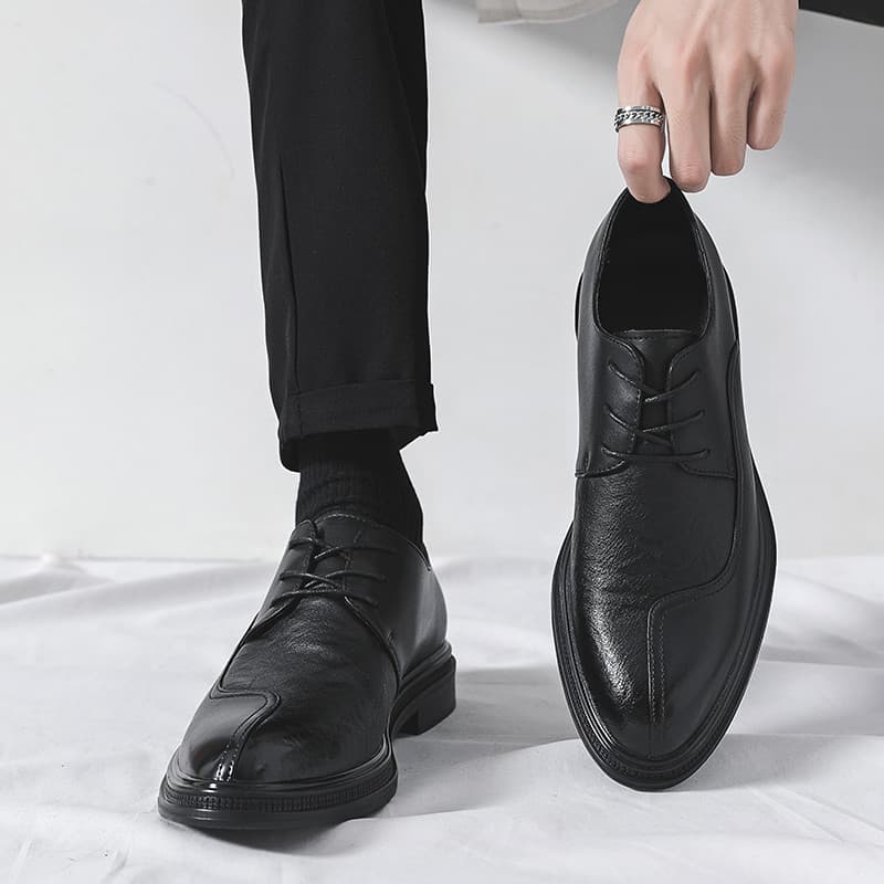 Primavera sapatos de couro masculino novo estilo High-End costura negócios Formal Wear Casual apontou Toe britânico All-
