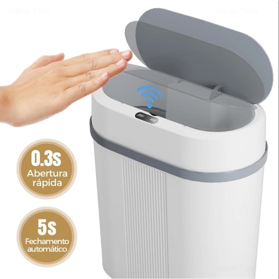Lixeira Automática Inteligente De 11/12/18 Litros Para Banheiro Cozinha Escritório Quarto Com Sensor Smart