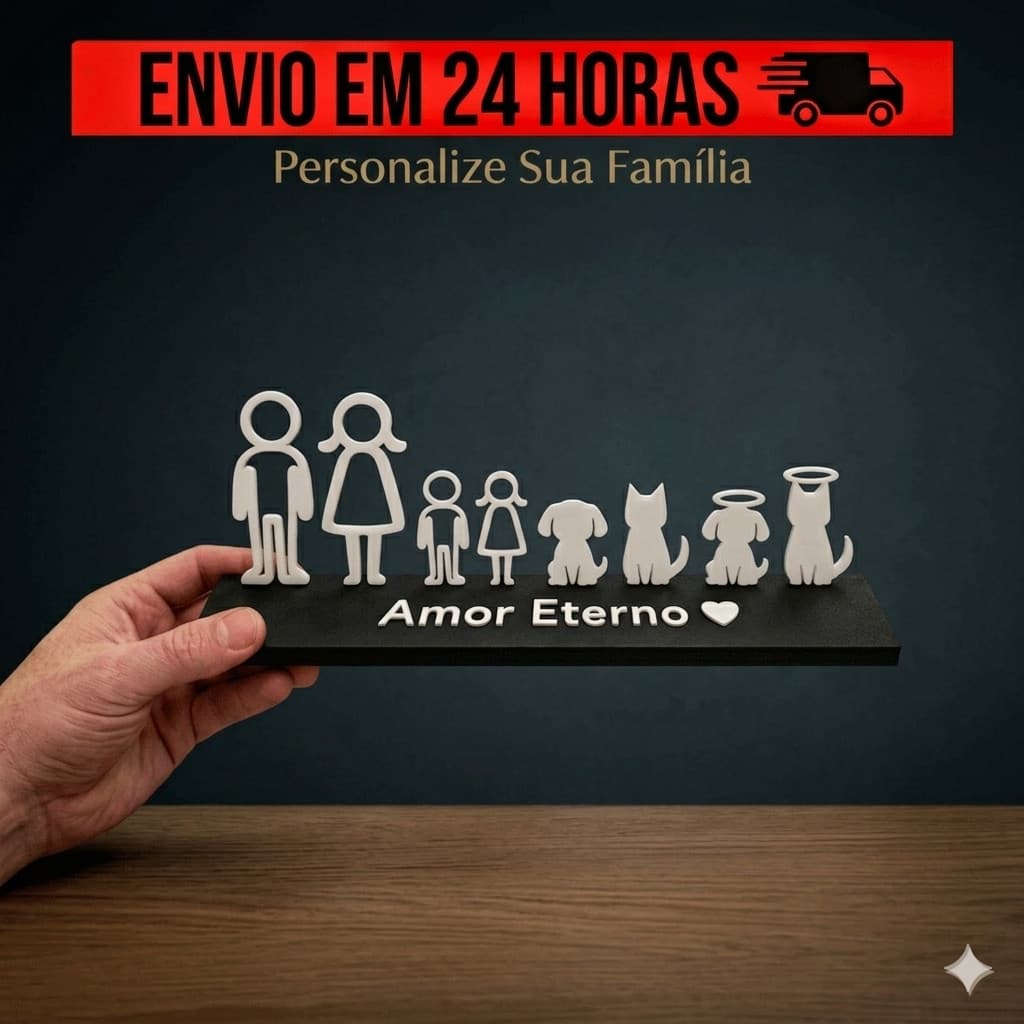 Placa Família Personalizada com Nome e Pet Presente Criativo Decoração