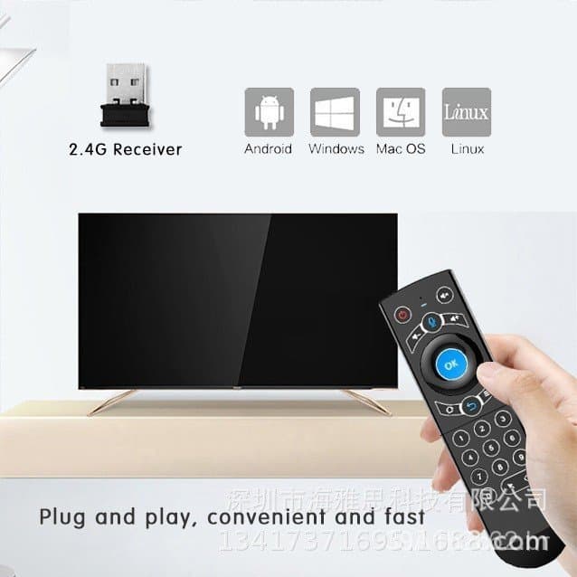 Controle Remoto Digital por Voz AI 2.4g Air Mouse Teclado Sem Fio Voz+2.4g+Giroscópio+Retroiluminação