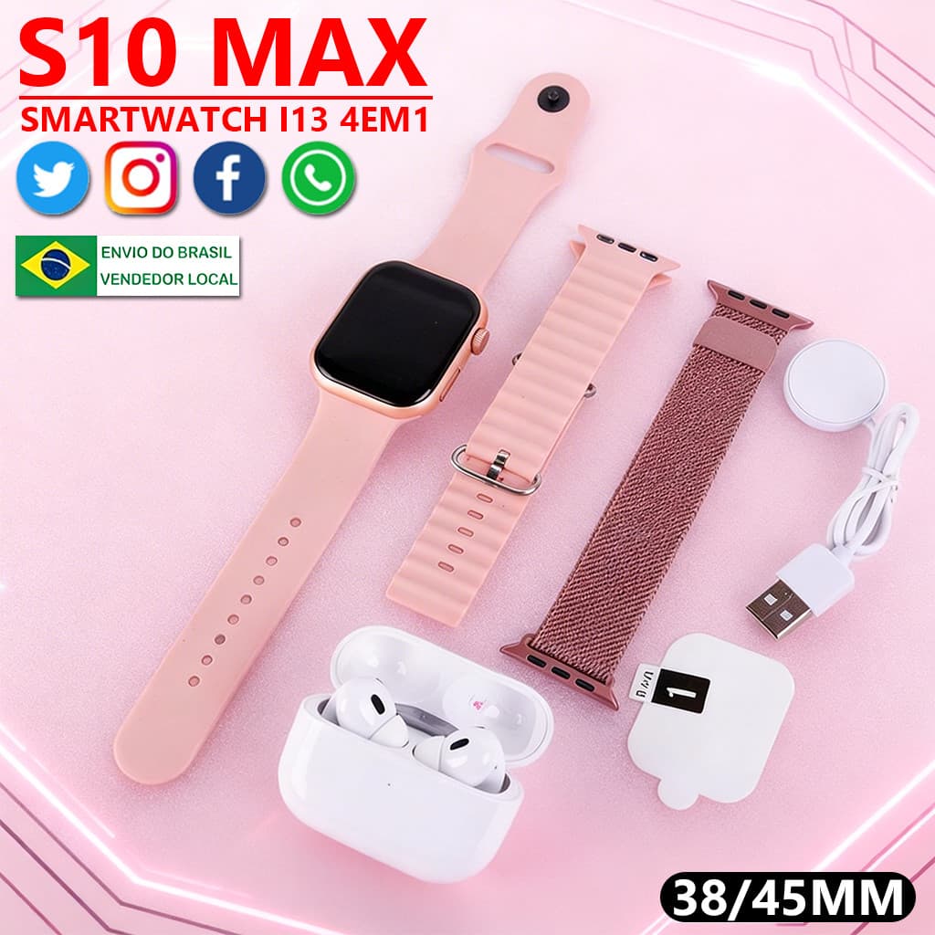 Smartwatch 2026 WATCH10+ Original 4 em 1: Fone Bluetooth + Chamada + Pressão + Impermeável – Pronta Entrega