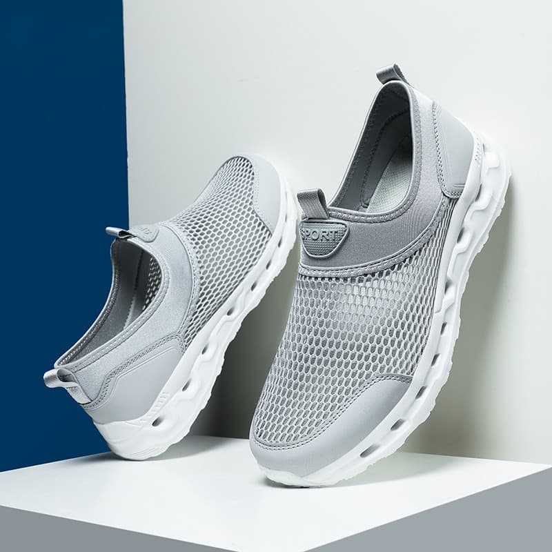 Sapatos masculinos de verão de um Pedal novo estilo grande malha tênis masculino malha oco respirável sapatos casuais de