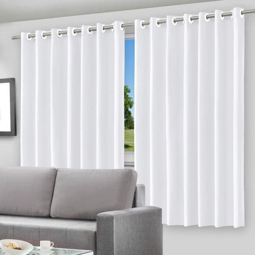 Cortina Blackout Branco 280x220cm com Ilhós – Bloqueio de Luz, Tecido Resistente para Quarto e Sala