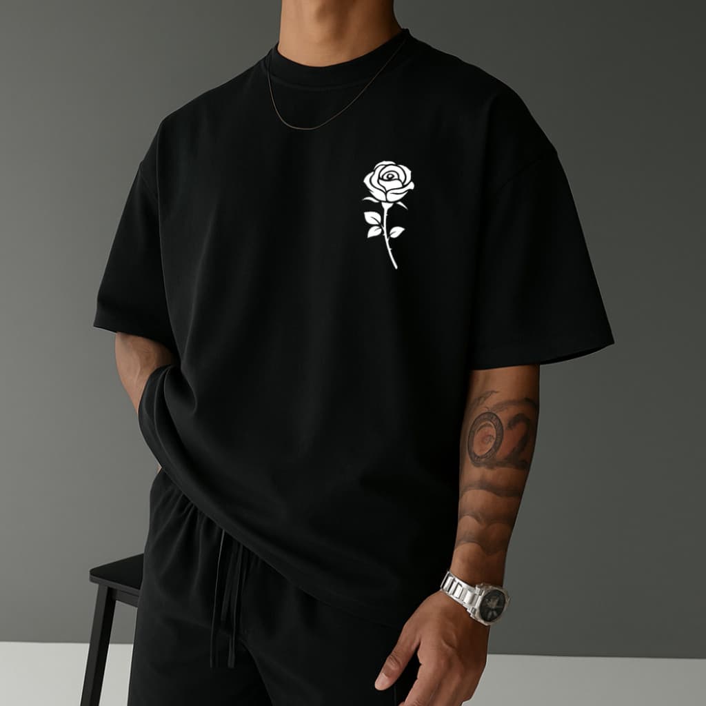 Camiseta Streetwear Camisa Masculina Unissex Flor Tecido 100% Algodão Blusa Masculina dia dia top