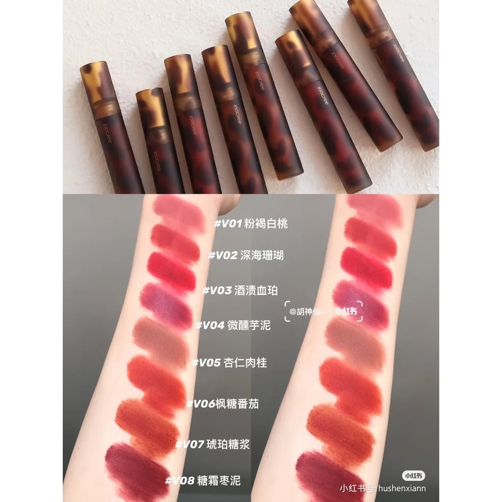 Joocyee cor fermentada âmbar esmalte labial veludo fosco lama labial natação tingido concha batom produto genuíno