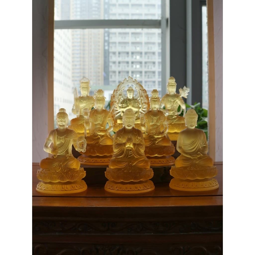 Oito Patrono dos Budas Benming Oito Patrono Estátuas de Buda Método Antigo Vidro Mil Mãos Guanyin Void Tibetano Bodhisat