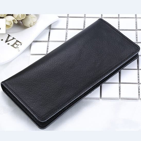 Couro genuíno simples masculino feminino carteira moda multifuncional carteira estilo longo embreagem corte de couro int