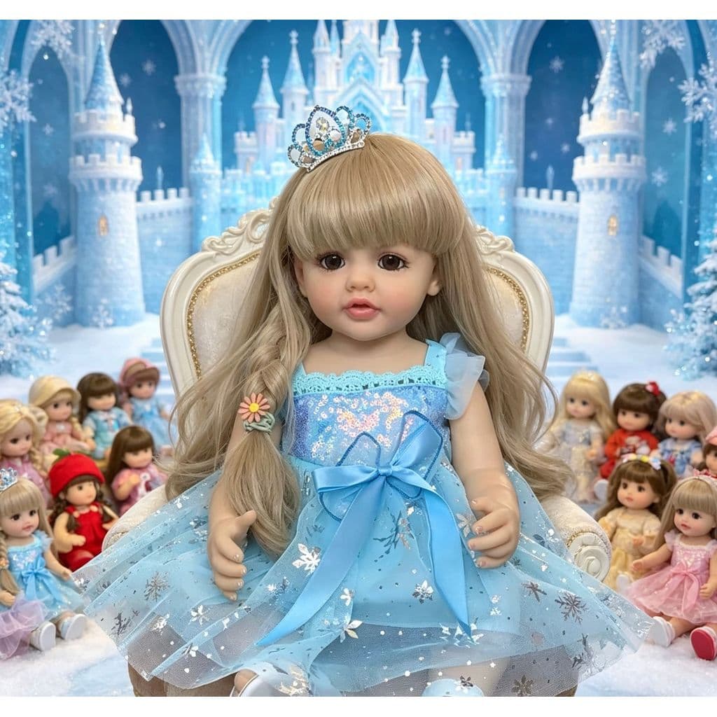 Boneca reborn do corpo completo do bebe silicone macio flexível membros cabelo bonito longo presente ZAVANESE
