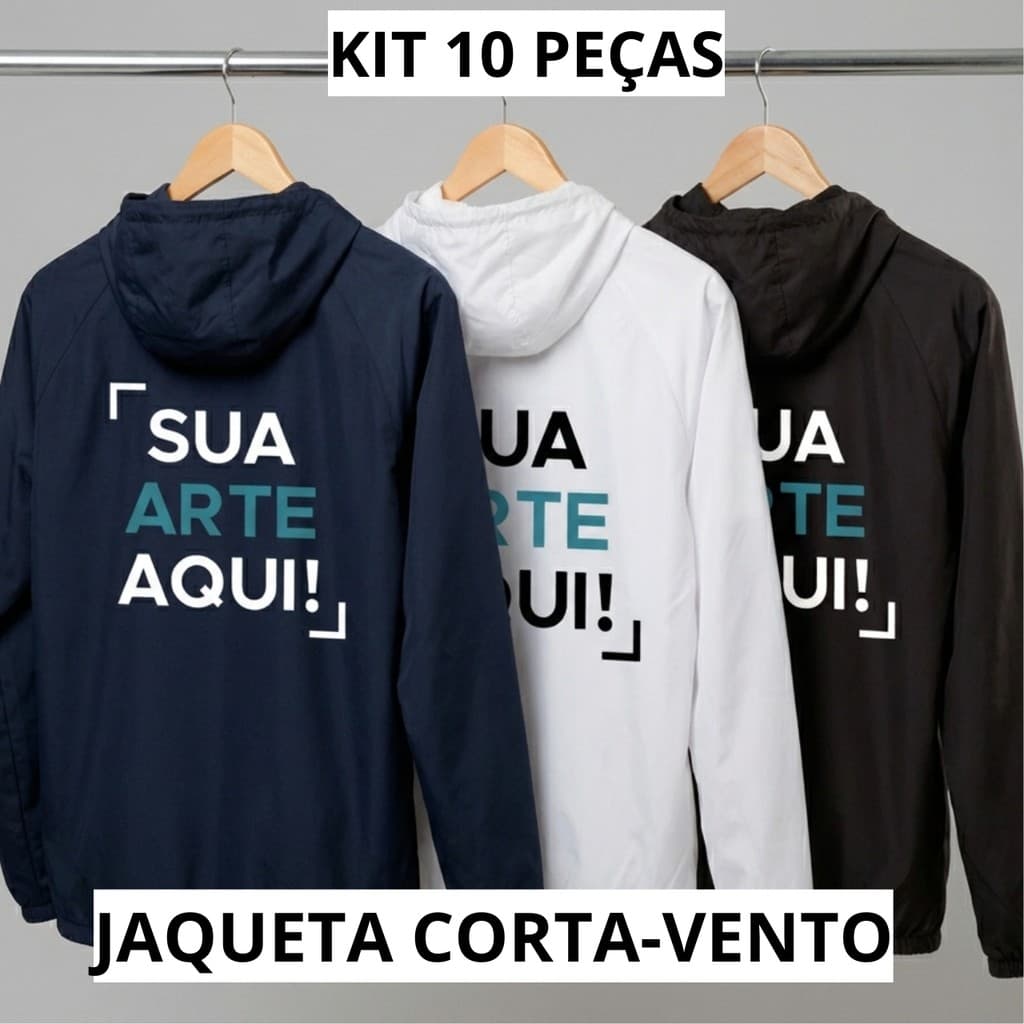 Kit 10 Jaqueta Corta Vento Impermeável Personalizada Capuz