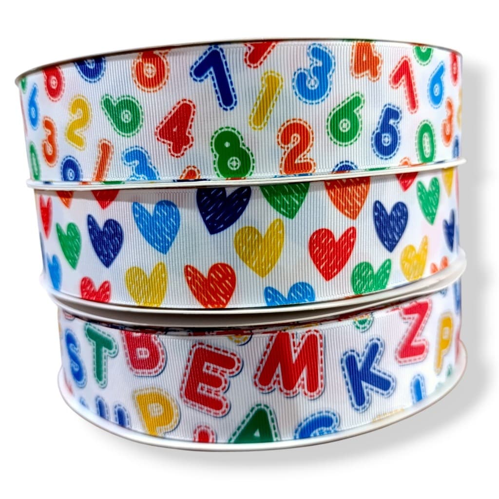 Fita Estampada Volta às Aulas 38mm para Laços Escolares Tiaras Decoração  Artesanato DIY