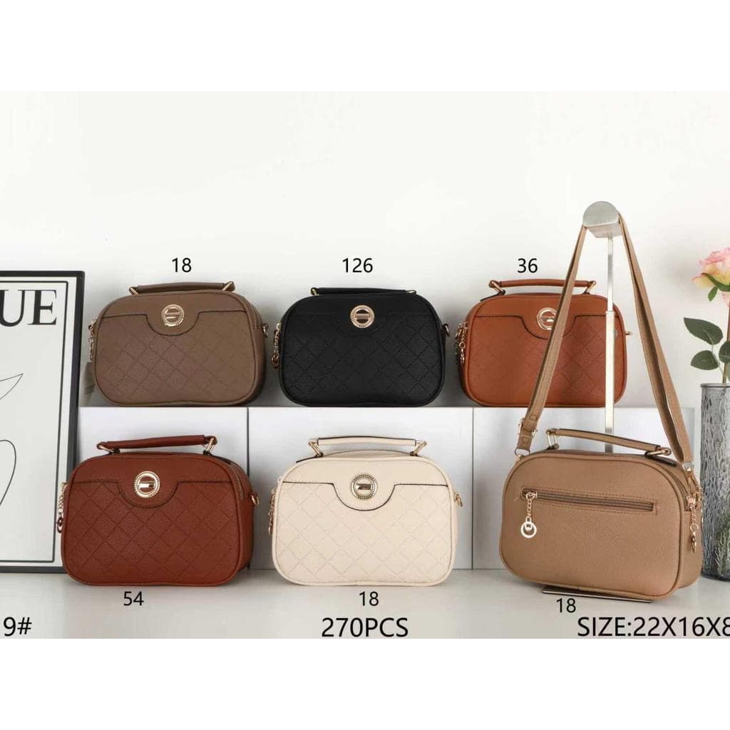 Bolsa de ombro feminina simples com alça de mão reforçada 2 ziper 619