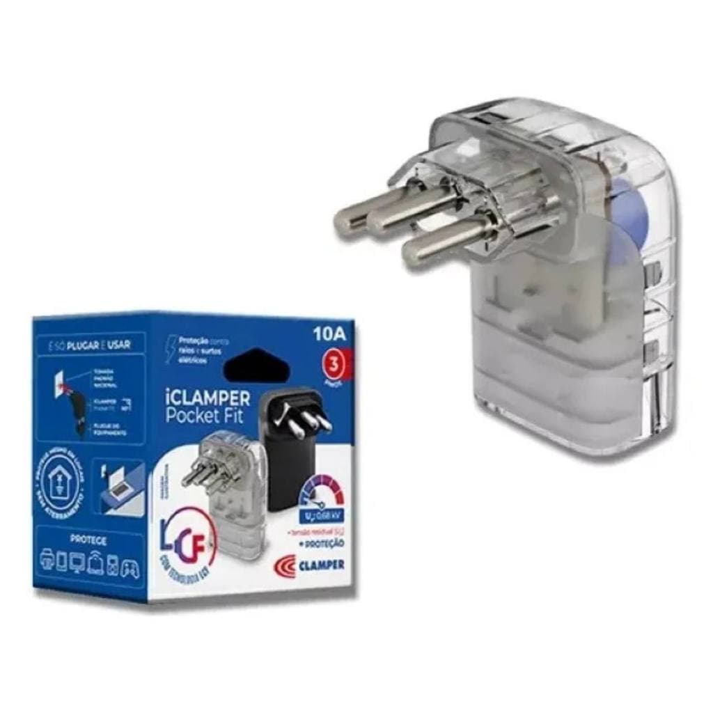 Adaptador de Tomada  Pocket Fit 3P 10A LCF Bivolt DPS iCLAMPER 026802