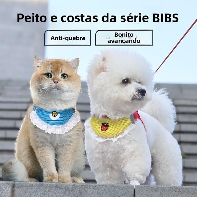 Conjuntos De Coleira E Guia Confortável E Ajustável Com Babador Para Animais Estimação Pequeno E Médio Porte Liquidação