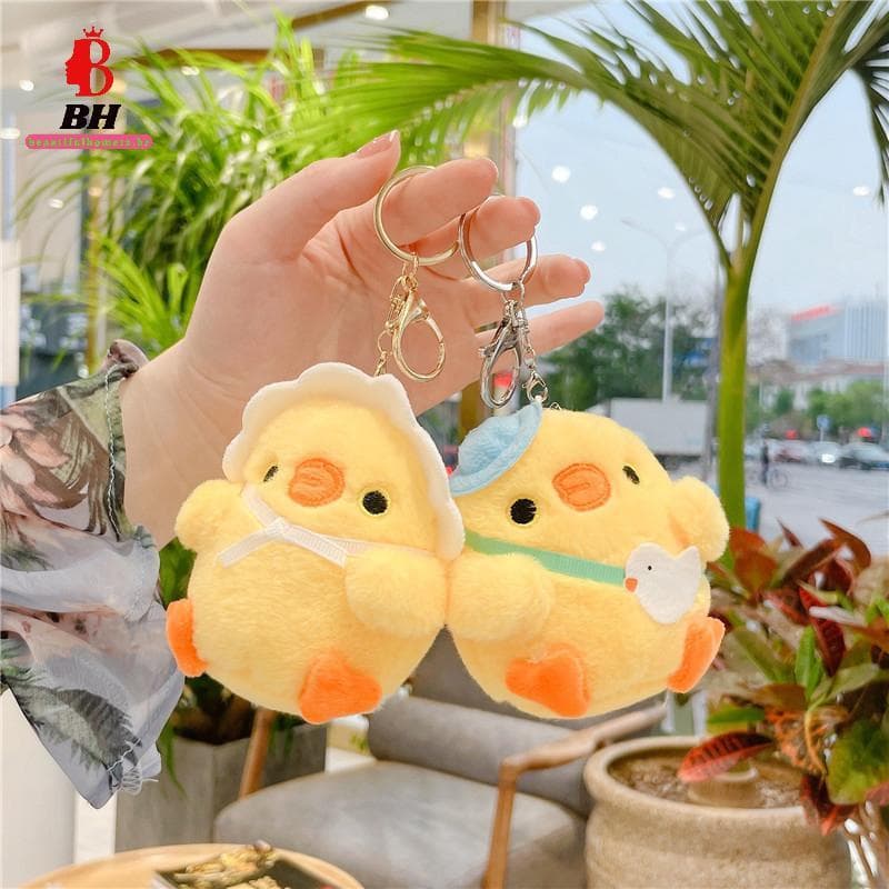 BH-Bonito Pequeno Saco De Frango Amarelo Pingente Boneca De Pelúcia Netred Pintinho Chaveiro Presente ~