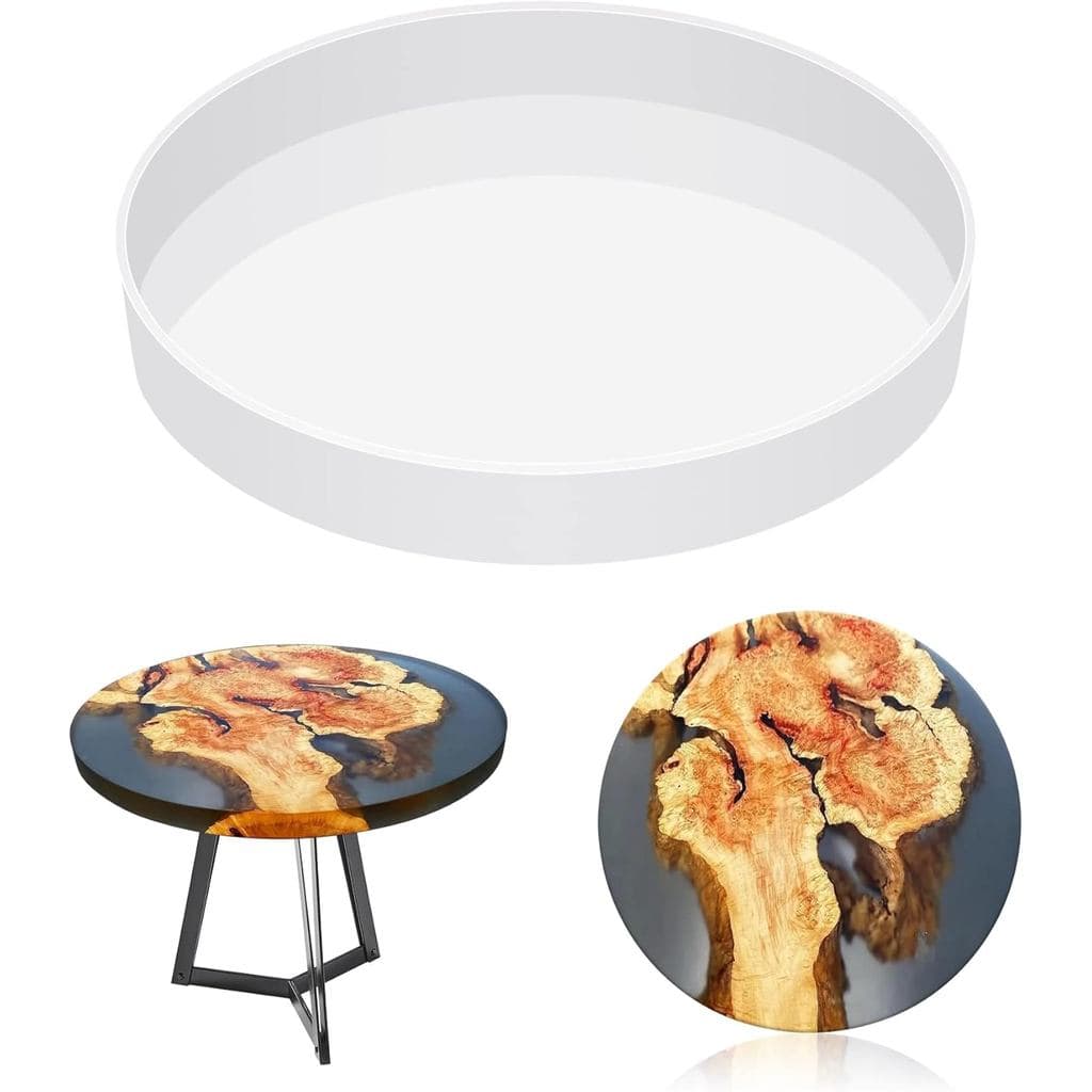 Molde de Resina Extra Grande para Mesa, Redondo de 14 Polegadas, Moldes de Silicone para Resina Epóxi para Mesa de Rio,