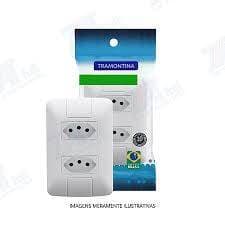 CONJUNTO TOMADA DUPLA TRAMONTINA ARIA 2P+T BRANCA 10A/250V - 57241/065
