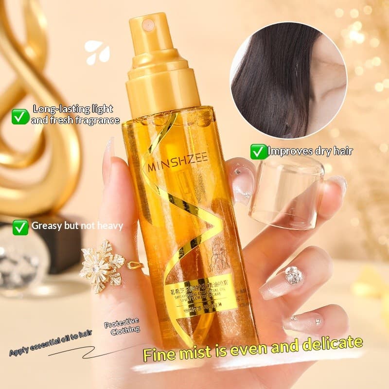 Spray de óleo essencial para cuidados com os cabelos macios, melhora a tintura permanente, cuidados com os cabelos secos