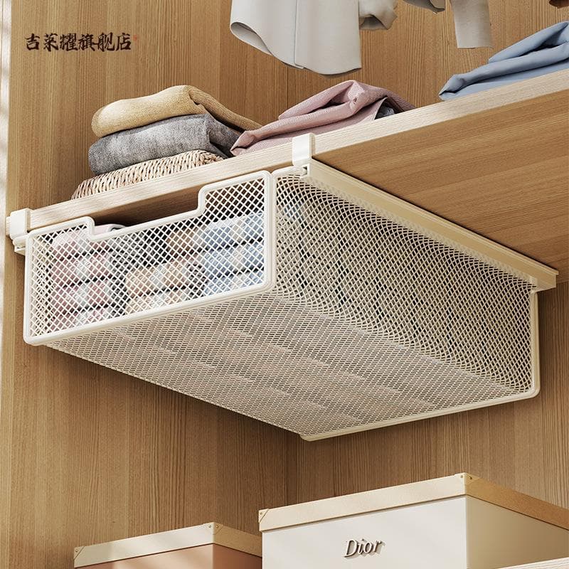 Sob a gaveta do guarda-roupa pendurado cesta de ferro armazenamento de roupas em camadas Rack doméstico pendurado espaço