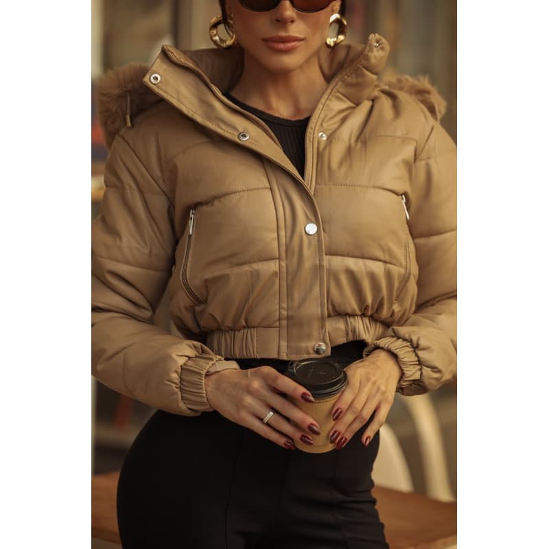 Jaqueta de Couro Puffer Premium Forro Pelinho Capuz Removível Look Aconchegante e Moderno inverno 2026