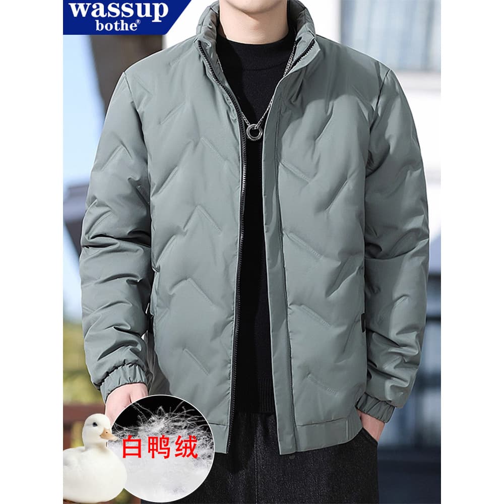 WASSUP Jaqueta de inverno masculina de algodão, novo estilo, quente, pato branco, Casual, à prova de vento, jaqueta espe
