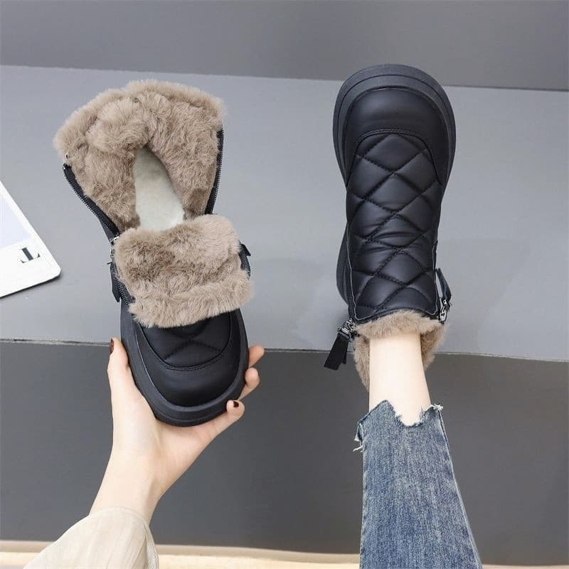 Botas de neve engrossadas 2026 confortáveis novo estilo antiderrapante forro de lã quente sapatos grandes de algodão inv