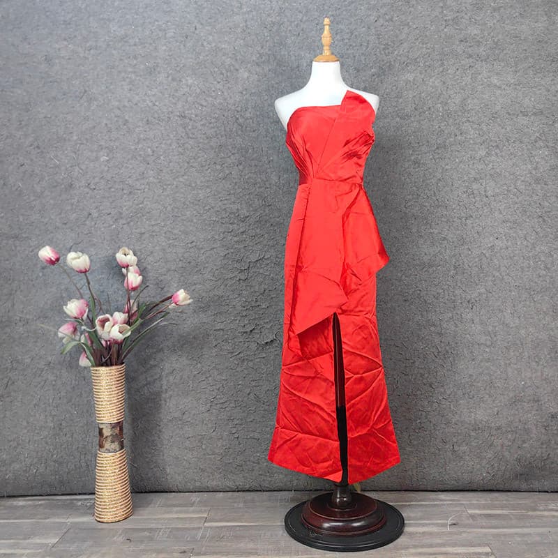 Fat mm bem-vindo vermelho grosso vestido de cetim Casual nádegas vestido festivo All-Match feminino simples mais magro o