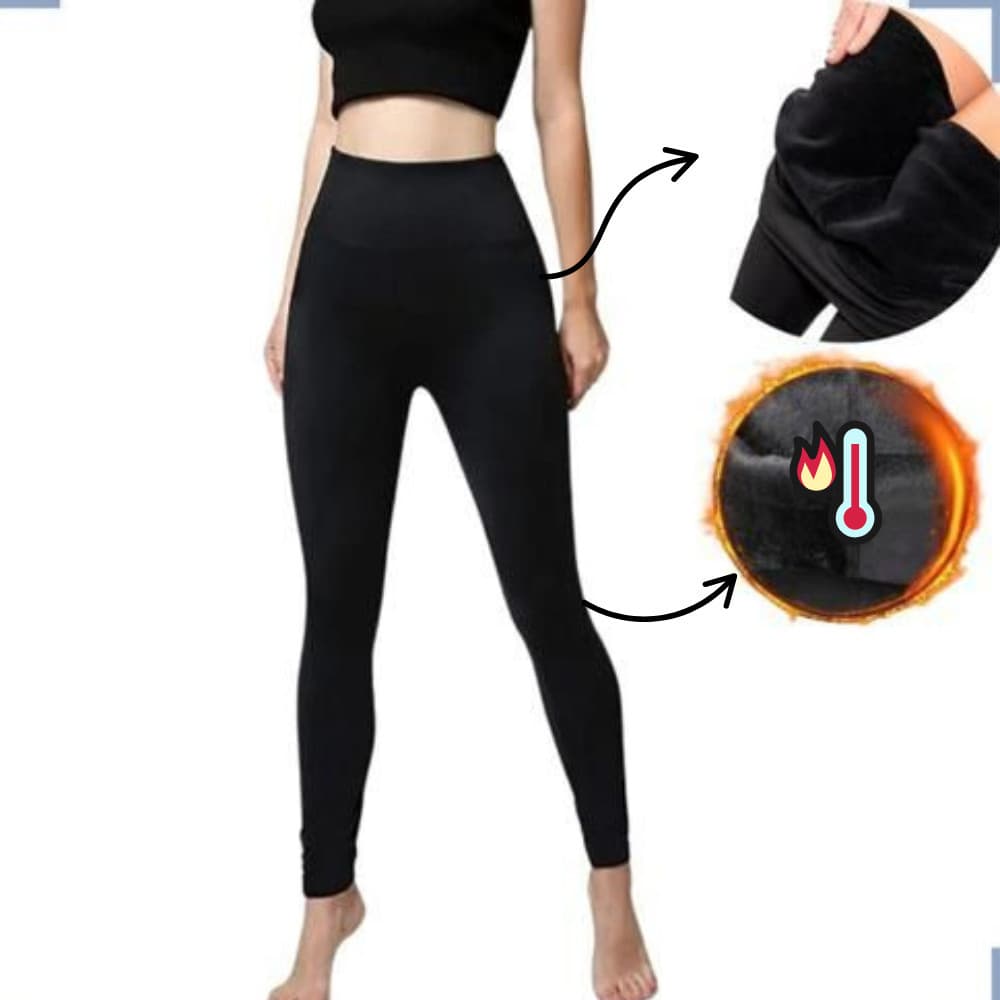 Kit 2 Meia Calça Inverno Feminina Forrada Térmica Sem Pé Alta Elasticidade Conforto Quentinho