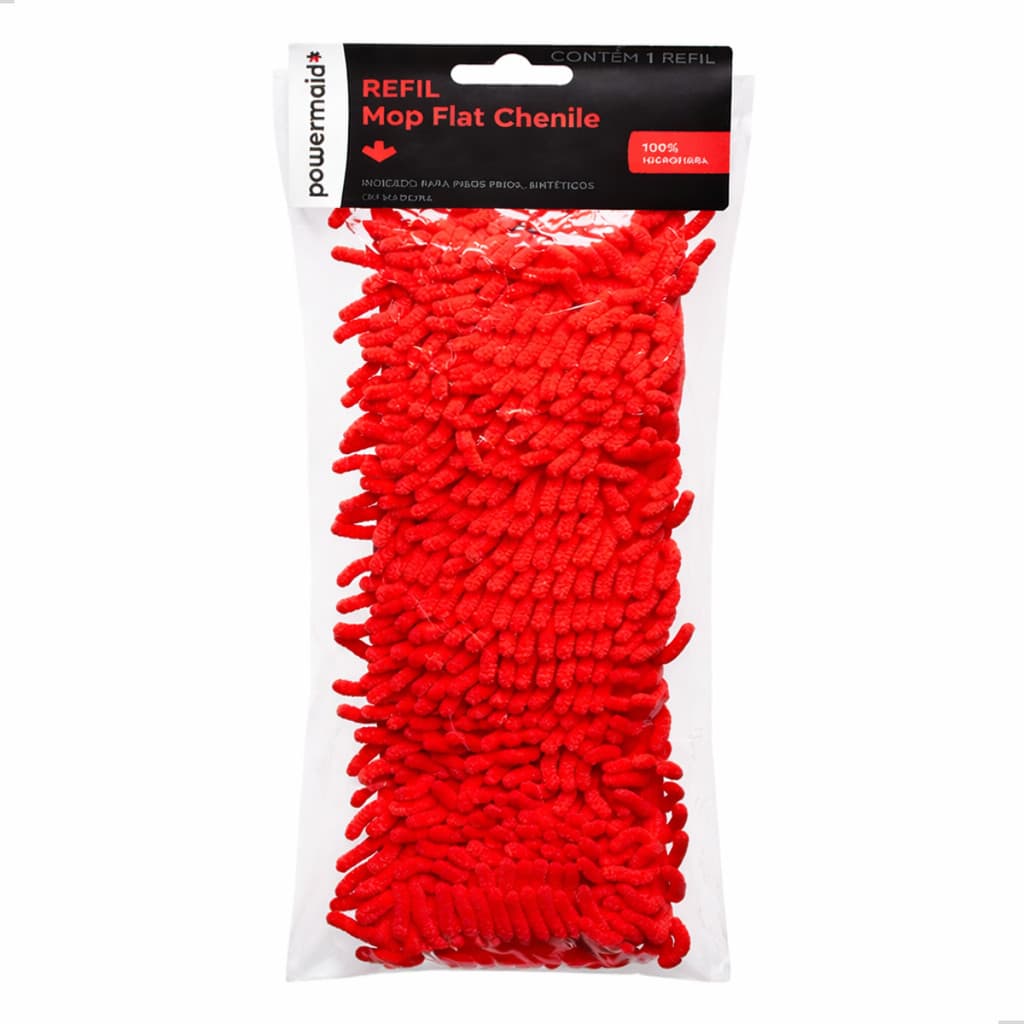 Refil Mop Flat Chenille Microfibra Powermaid Reposição Limpeza Piso