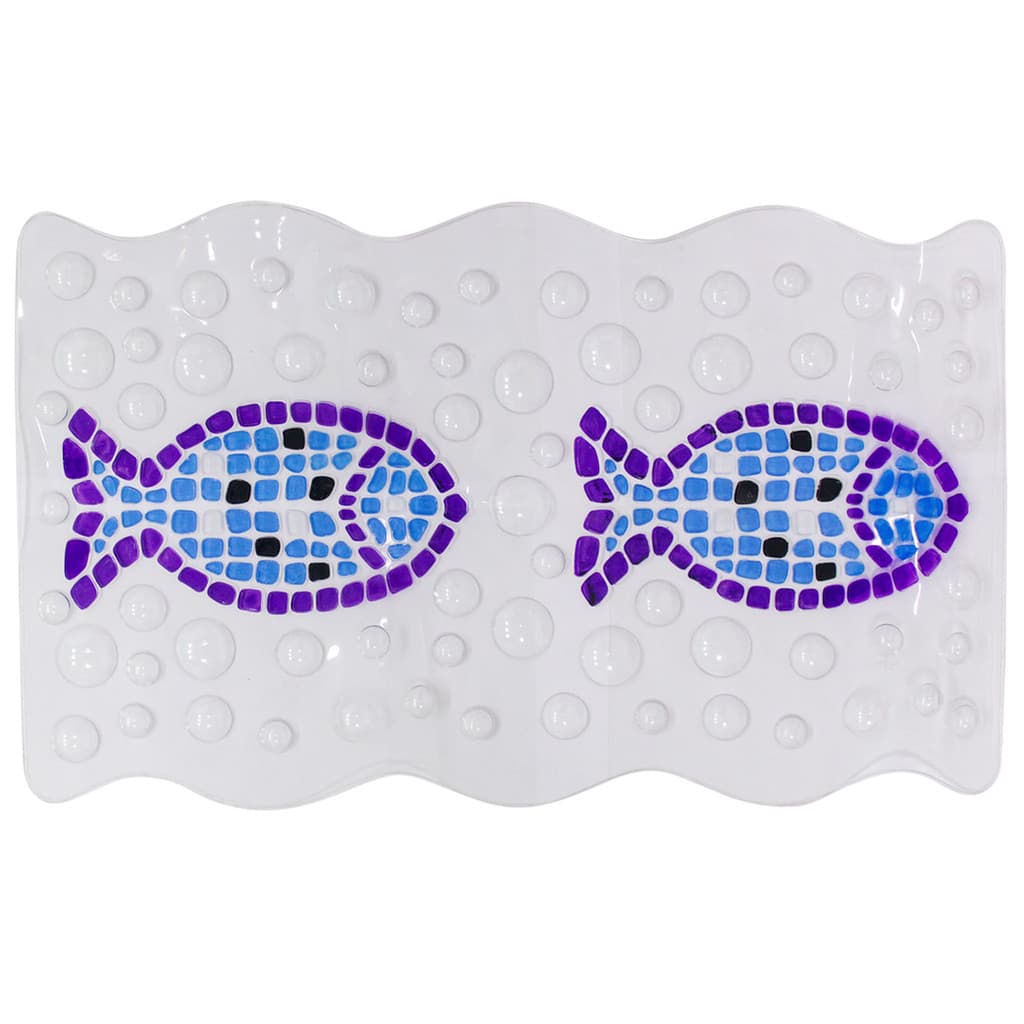 Tapete de Box Aqua Peixe 59x34 Uzoo para Piso Banheiro Ventosa Antiderrapante Retangular PVC