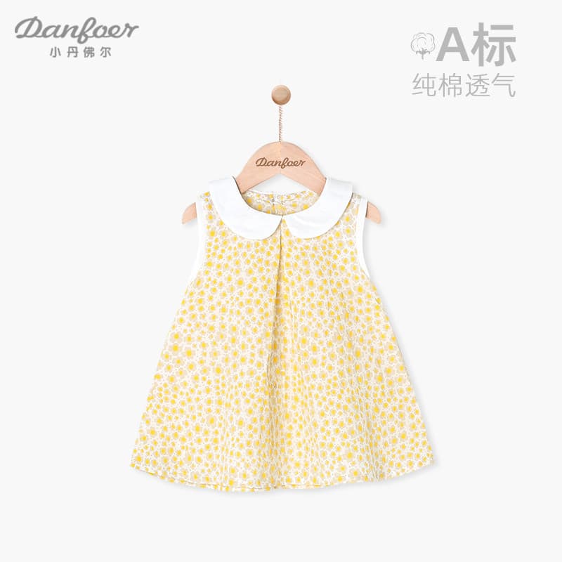 Little Denver Bebê Menina Vestido de Princesa Verão Crianças Sem Mangas Vestido Floral Bebê Puro Algodão Estilo Ocidenta