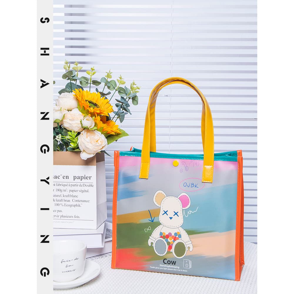 Shangying @ Violent Bear Bolsa de gelatina portátil feminina estudante Commuter mamãe bolsa de grande capacidade bolsa d