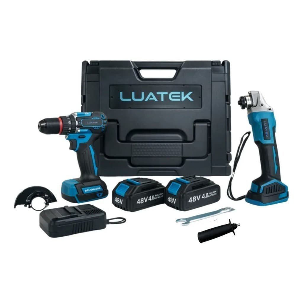 Kit Ferramentas 2 em 1 48V Parafusadeira + Esmerilhadeira Sem Fio Luatek LWJ-297