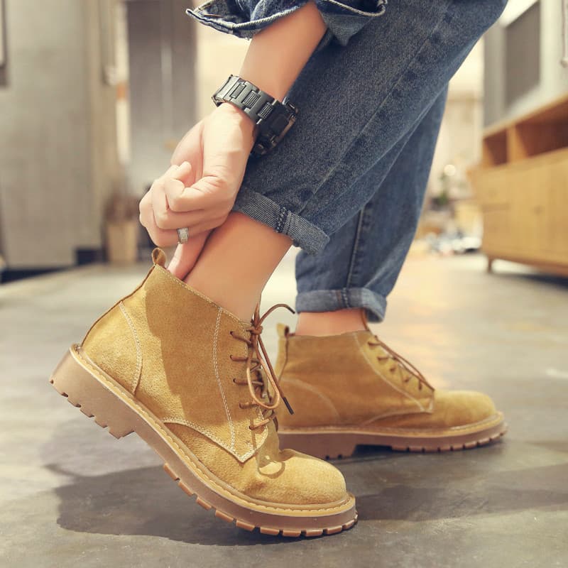 Botas Martin japonesas masculinas, macacão de outono, moda de cano alto, couro genuíno, retrô, botas curtas masculinas,